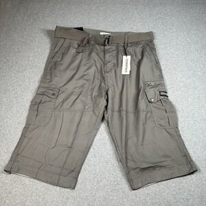 Super Triple Goose Mens XXL Gray Green Cargo Shorts Belted Utility Hiking NWT